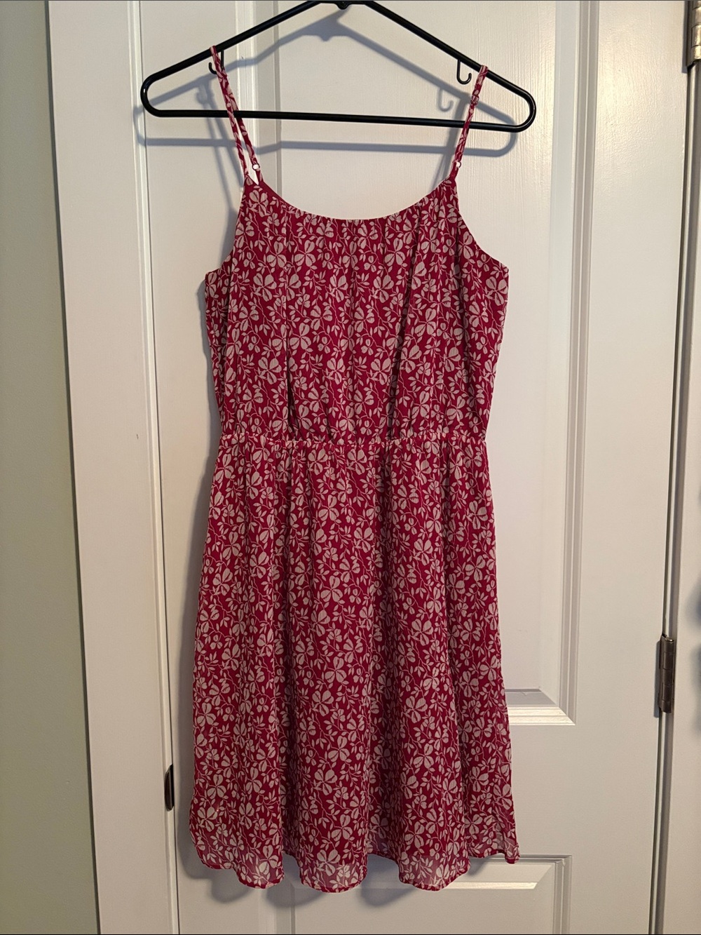 LOFT Red Floral Spaghetti Strap Sundress